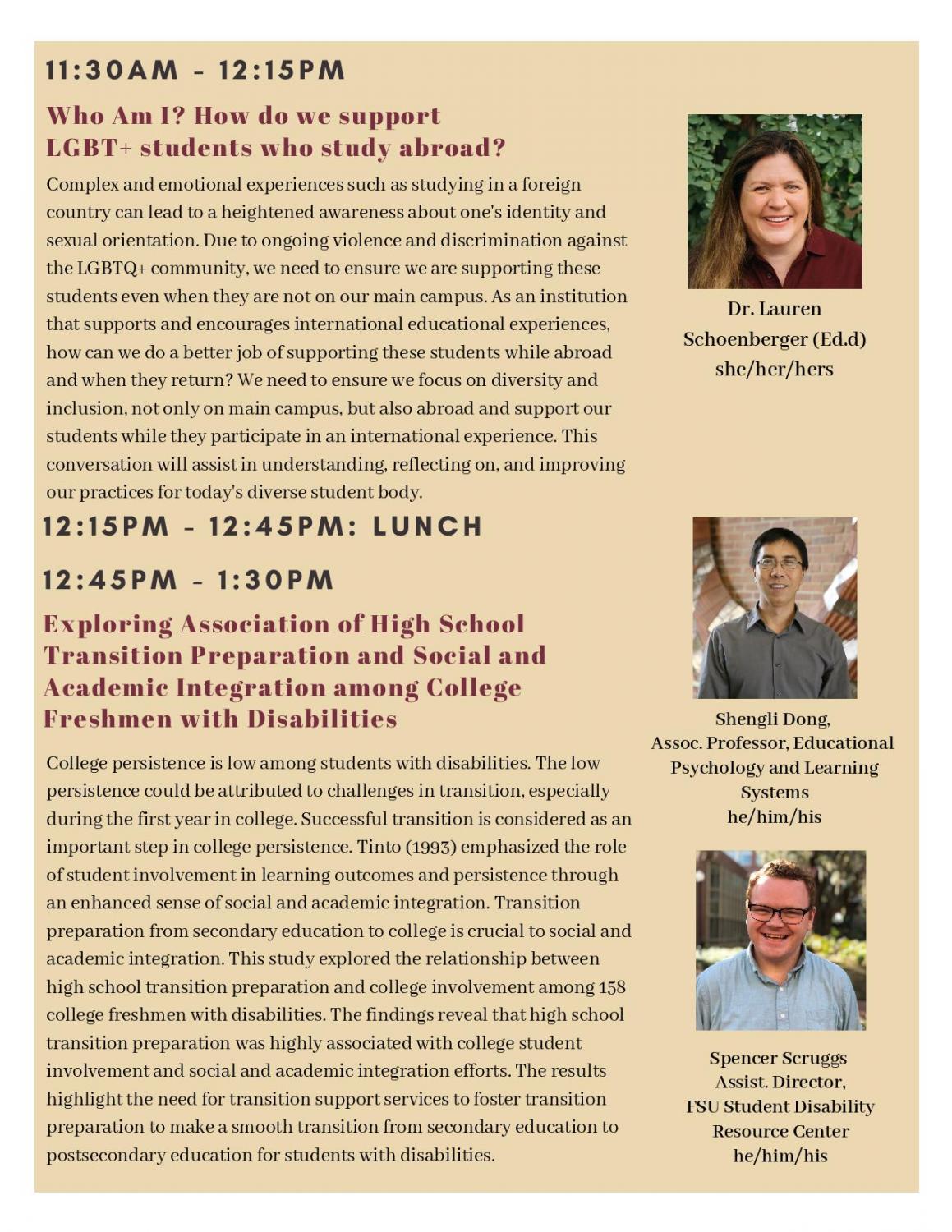 Program for Spring Conversation Series: Supporting  Students through Transitions of Time and Space